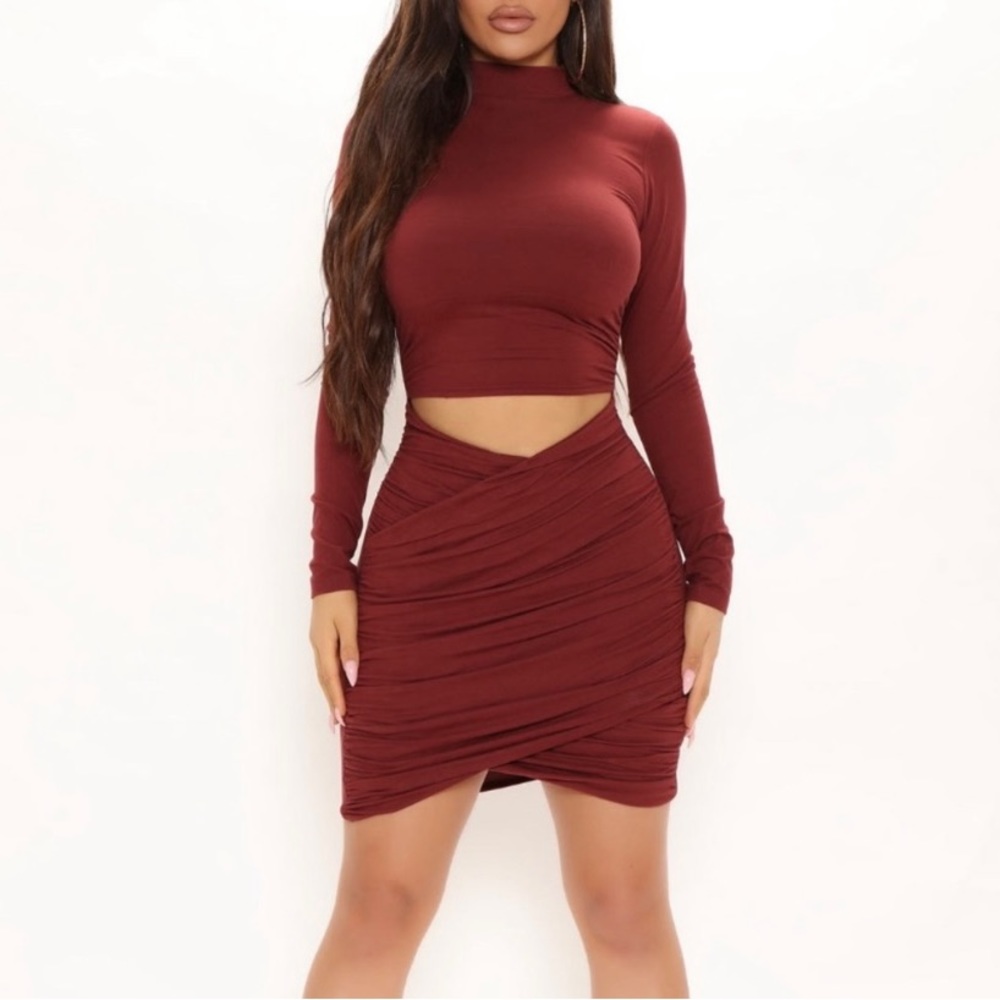 SOLD fashion nova Burgundy/Wine Dress